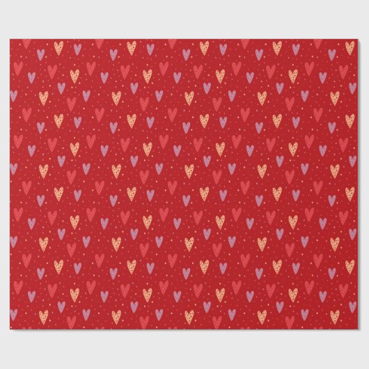 Cute Hearts and dots Valentines Pattern Geschenkpapier (Flach)