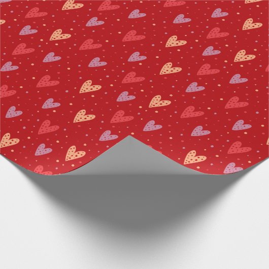 Cute Hearts and dots Valentines Pattern Geschenkpapier (Ecke)