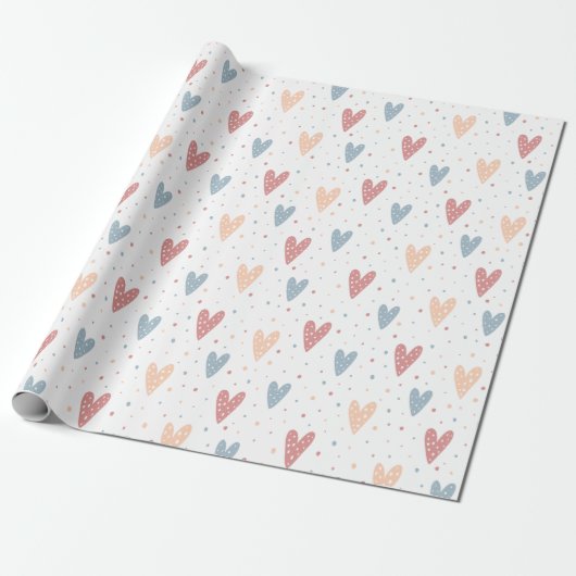 Cute Hearts and dots Valentines Pattern Geschenkpapier (Ungerollt)