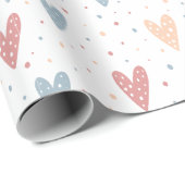Cute Hearts and dots Valentines Pattern Geschenkpapier (Rolleneckpunkt)
