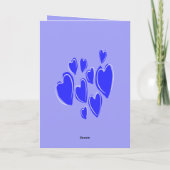 Cute Hearts Hand Drawn Blue Romantic Doodle Karte (Rückseite)