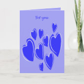 Cute Hearts Hand Drawn Blue Romantic Doodle Karte (Vorderseite)