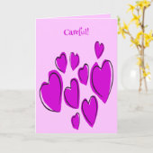 Cute Hearts Hand Drawn Bold Pink Romantic Doodle Karte (Gelbe Blume)