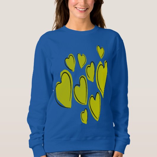 Cute Hearts Hand Drawn Bold Yellow Romantic Doodle Sweatshirt (Vorderseite)
