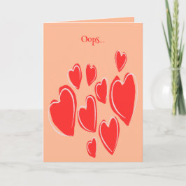 Cute Hearts Hand Drawn Deep Red Romantic Doodle Karte