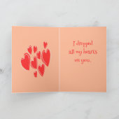 Cute Hearts Hand Drawn Deep Red Romantic Doodle Karte (Innenseite)