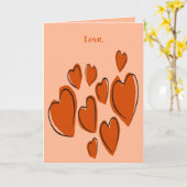 Cute Hearts Hand Drawn Orange Romantic Doodle Karte (Gelbe Blume)