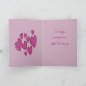 Cute Hearts Hand Drawn Pink Romantic Doodle Karte (Innenseite)