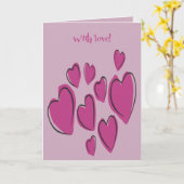 Cute Hearts Hand Drawn Pink Romantic Doodle Karte (Gelbe Blume)