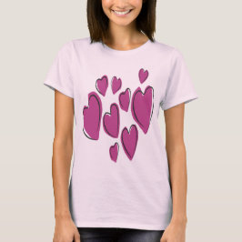 Cute Hearts Hand Drawn Pink Romantic Doodle T-Shirt