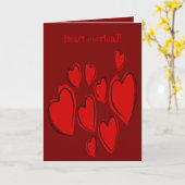 Cute Hearts Hand Drawn Red Romantic Doodle Karte (Gelbe Blume)