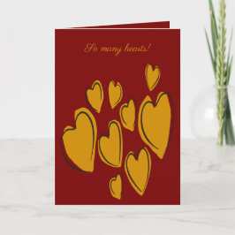 Cute Hearts Hand Drawn Yellow Romantic Doodle Karte