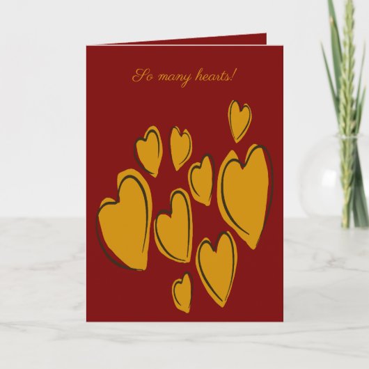 Cute Hearts Hand Drawn Yellow Romantic Doodle Karte (Vorderseite)