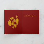 Cute Hearts Hand Drawn Yellow Romantic Doodle Karte (Innenseite)