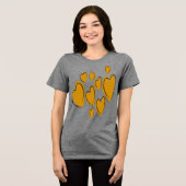 Cute Hearts Hand Drawn Yellow Romantic Doodle Tri-Blend Shirt (Vorderseite voll)