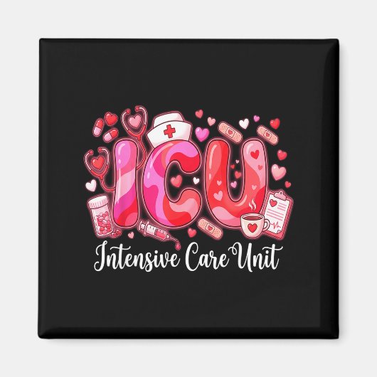 Cute Hearts Icu Valentine Nurse Valentines Day Shi Magnet (Vorne)
