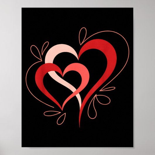 Cute Hearts In Love Couples Valentine Day Pajamas  Poster (Vorne)