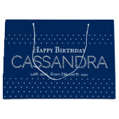 Cute Hearts Pattern Elegant Navy Blue  Große Geschenktüte (Vorderseite)