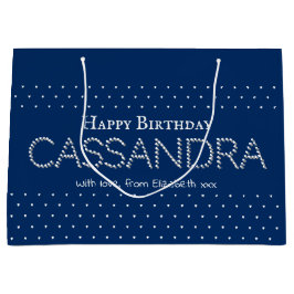 Cute Hearts Pattern Elegant Navy Blue  Große Geschenktüte