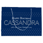 Cute Hearts Pattern Elegant Navy Blue Große Geschenktüte (Rückseite)