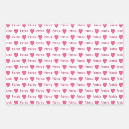 Cute Hearts Pattern Individually Personalized  Geschenkpapier Set (Vorderseite 3)