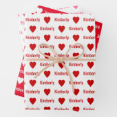 Cute Hearts Pattern Individually Personalized  Geschenkpapier Set (Beispiel)