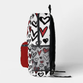 Cute Hearts Teddy Bear Customizable Name  Bedruckter Rucksack (Rechts)