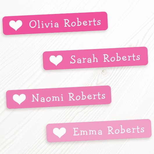 Cute hearts text pink fabric clothing etiketten