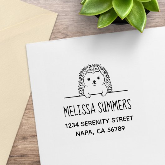 Cute Hedgehog Address Gummistempel
