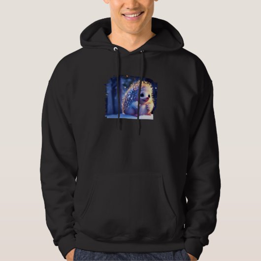 Cute Hedgehog Animated Winter Snow Animal Hoodie (Vorderseite)