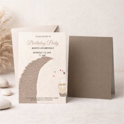Cute Hedgehog Birthday Invitation RSVP Karte