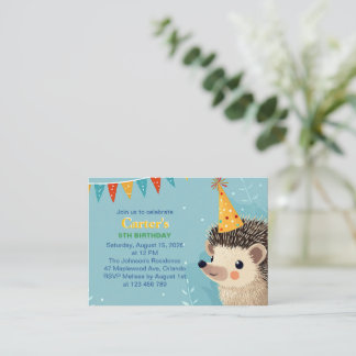 Cute Hedgehog Birthday Party Invitation Begleitkarte