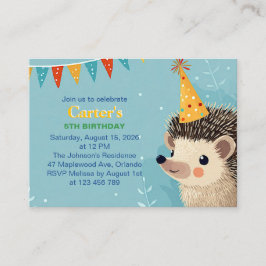 Cute Hedgehog Birthday Party Invitation Begleitkarte