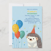 Cute Hedgehog Birthday Party Invitation Einladung (Vorderseite)