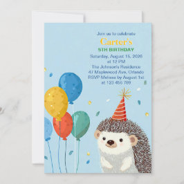 Cute Hedgehog Birthday Party Invitation Einladung