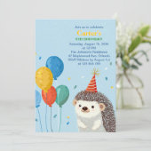 Cute Hedgehog Birthday Party Invitation Einladung (Stehend Vorderseite)