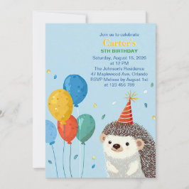 Cute Hedgehog Birthday Party Invitation Einladung