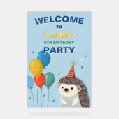 Cute Hedgehog Birthday Party Sign Acrylschild (Vorderseite)