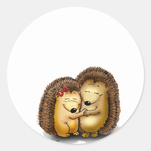 Cute Hedgehog Couple - Herr und Frau Customize Runder Aufkleber (Vorderseite)