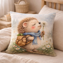 Cute Hedgehog Dandelion Kids Room & Nursery Kissen