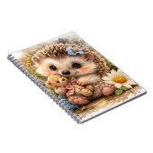 Cute Hedgehog Floral Spiral Notebook Notizblock (Rechte Seite)