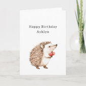 Cute Hedgehog Hearts Birthday Karte (Vorderseite)