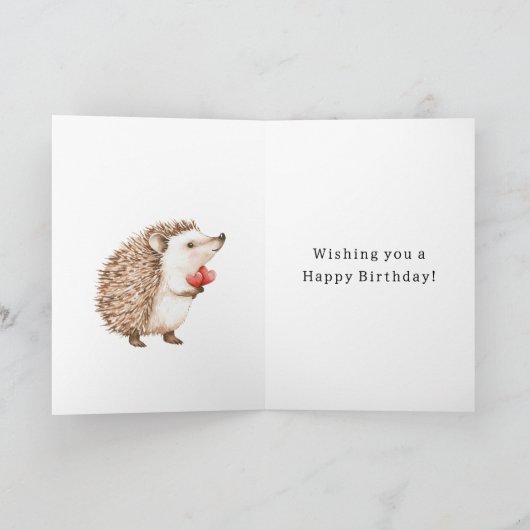 Cute Hedgehog Hearts Birthday Karte (Innenseite)