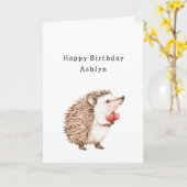 Cute Hedgehog Hearts Birthday Karte (Gelbe Blume)