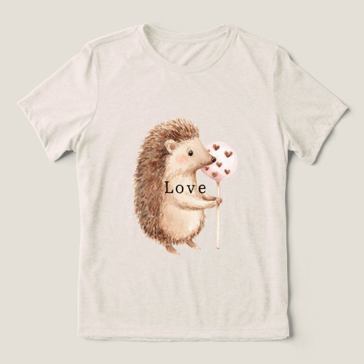 Cute Hedgehog Hearts Love Tri-Blend Shirt (Design Vorderseite)