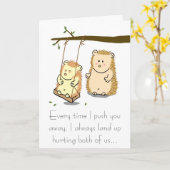 Cute Hedgehog ist ein Paar von Tree Swing Apology  Karte (Gelbe Blume)