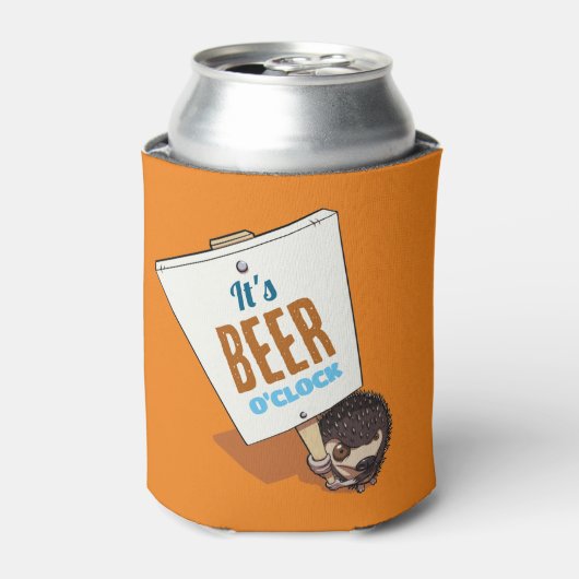 Cute Hedgehog It's Beer O'Clock Funny Cartoon Dosenkühler (Kanne Vorderseite)