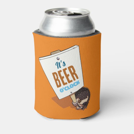 Cute Hedgehog It's Beer O'Clock Funny Cartoon Dosenkühler (Kanne Rückseite)