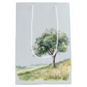 Cute Hedgehog Meadow with Tree Birthday Mittlere Geschenktüte (Rückseite)