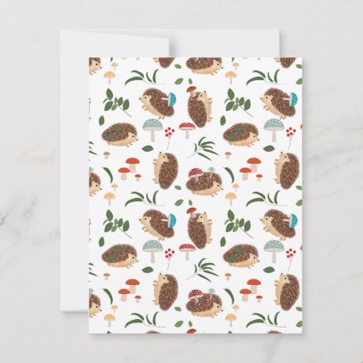 Cute Hedgehog Mushroom Woodland Forest Animal Kids Mitteilungskarte (Rückseite)